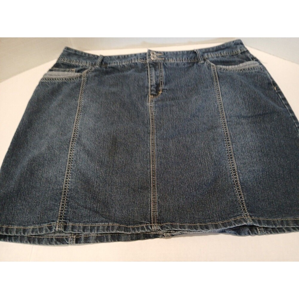 CJ & Banks Mini Denim Blue Jean Skirt Stretch Under Shorts Womens Plus 20